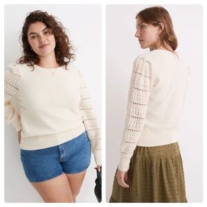 Madewell Bobble Sleeve Pullover Cream Sweater